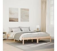 Extra Long Bed Frame Natural Solid Pine 80x210cm Slatted Profile Rustic Wide Eco