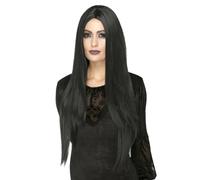 Extra Long Black Wig Witch Gothic Heat Resistant Adults Deluxe Fancy Dress