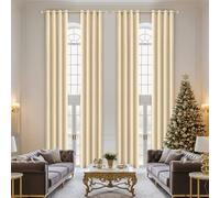 Extra Long Blackout Curtains 365cm (12ft) - Thermal Insulated Room Darkening Drapes, Light & Heat Blocking, Eyelet Design, for Living Room & Bedroom,Beige,1 Panel