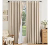 Extra Long Blackout Linen Curtains 108 Inch Drop 2 Panels for Large Window | Doorway Thermal Insulated Blocking UV Rays Soundproof Eyelet Soft Linen Cream Curtains with Coating Back Layer 52"W x 108"L