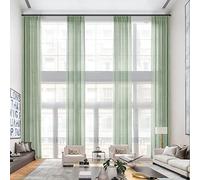 Extra Long Celadon Faux Linen Pinch Pleat 180"x50" Light Filtering Drapes for High Ceilings Perfect Window Treatments for Bedroom & Loft Decor.