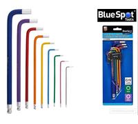 Blue Spot Tools Tamper Torx Key Set 9 Pce Extra Long Colour Coded (T10-T50)