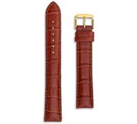 Extra Long Crocodile Grain Watch Strap | 22mm Chestnut Brown | Gold Plated Buckle | Matte Leather | XXL Replacement Band | Alligator Pattern | Spring Bars & Tool Included (22 mm)