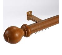 Extra Long Curtain Rod Wood Grain Imitation Decorative Ceiling Mount Track System Room Divider Curtain Rail Set for Living Room & Bedroom Elegant Design & Easy Installation