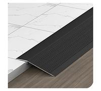 Extra Long Cuttable Floor Transition Strip - 3.9" Edging Trim for Wood to Tile Uneven Carpet Doorway Threshold (Black 120cm/47.2in) - Easy Install Versatile Design