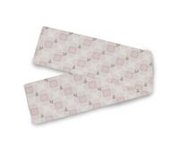 Extra Long Dinner Table Runner Christmas Cross - Stitch with Snowflakes Trees and Holly on Pink Farmhouse Runners Fall Decor Family Dinners or Gatherings, Indoor or Outdoor Parties 13 x 70 Inches