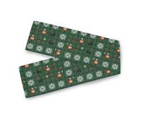 Extra Long Dinner Table Runner Christmas Green Cross - Stitch Snowflakes Baubles Deer Farmhouse Runners Living Room Decor Party Kitchen Holiday Indoor Outdoor 13 x 70 Inches