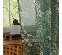 Extra Long French Country Sheer Curtains 108 Inches Long 2 Panels Cottagecore Leaf Floral Botanical Dark Green Curtains for Living Room, Rod Pocket Privacy Boho Vintage Window Drapes, 52 x 108 Inch