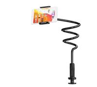 Extra Long Gooseneck Phone Holder for Bed Living Room, Flexible Gooseneck Long Arm Desktop Stand for Cell Phone Tablets, Overhead Cell Phone Clamp Mount Up To 7" Device (Black,135CM)