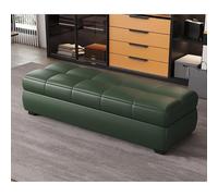 Extra Long Green Sofa Bench Ottoman with Storage - Rectangular Entryway Shoe Changing Stool for Living Room Hallway Bed End - Stylish & Functional 100cm Storage Solution