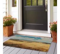 Extra Long Hallway Rug - 60 x 180 cm Non Slip Low Pile Carpets for Kitchen Bedside Dining Room Office, Rural Farmhouses Vintage Style Hills Wheat Fields Washable Indoor Entryway Rugs, Yellow