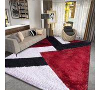 Extra Long Hallway Runner Rugs - Thick Dense Pile Fluffy Super Soft Carpet Runner - Elegant Dresign Luxury Area Rugs for Bedroom Living Room Carpet Mat - Nova Red Grey Silver, 160 x 230cm
