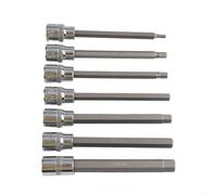 Extra Long Hex Bit Socket Set 3/8 Drive 7-Piece Metric for Imperial Tools for Tight Spaces Deep Reach Automotive Repair Garage Mechanic Kit 110mm