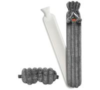 Extra Long Hot Water Bottle With Fleece Cover - 1.9L Capacity Soft Warm for Children and Adults - Rubber Bottle for Body Pain Relief Muscle Soreness - Grey (12x72 cm)