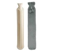 Extra Long Hot Water Bottle with Luxury Cover 1L Large Capacity Made from Super Soft Fleece Strip Hot Water Bag for Neck and Shoulder, Back, Legs, Waist & Cold Application (1 Silver)