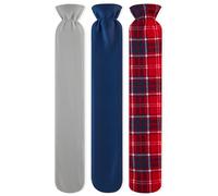 Extra Long Hot Water Bottle with Soft Fleece Cover - 2 Litre Capacity Natural Rubber Long Hot Water Bag - Random Selection - Gifts for Him or Her