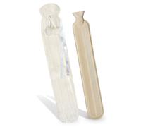 Extra Long Hot Water Bottle with Super Soft Cover Faux Fur Luxury Thermotherapy 2L 76cm Pure Natural Rubber by Crystals® (Cream)