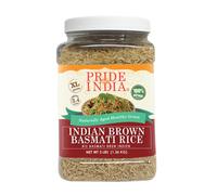 Extra Long Indian Brown Basmati Rice - Naturally Aged Healthy Grain Jar - Fragrant and Aromatic Rice ? DASH diet Approved - 3 pound Jar