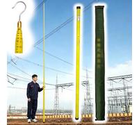Extra Long Insulated Measuring Rod for High Voltage Lines, Adjustable Epoxy Lineman Stick with Hook, Lightweight Safety Tool for Accurate Measurements in Electrical Work