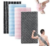 Extra Long Japanese Exfoliating Shower Towel, Body Towel, Double-Sided Exfoliating Towel, Back Scrubbers for Shower, Body Cleansing Washcloth for Men & Women (Black Stripes)