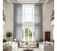 Extra Long Linen Blend Pleated Drapes for High Ceilings, Light Filtering Privacy ains for Living Room & Bedroom, 27" W x 108" L, Grey, 1 Panel