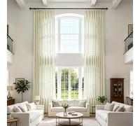 Extra Long Linen Blend Pleated Drapes for High Ceilings, Light Filtering Privacy ains for Living Room & Bedroom, 27" W x 156" L, Floor to Ceiling, Yellowish, 1 Panel