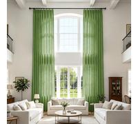 Extra Long Linen Blend Pleated Drapes for High Ceilings & Tall, Light Filtering Privacy ain for Living Room & Bedroom, 27" W x 168" L, Green - 1 Panel