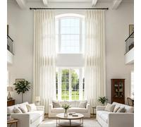 Extra Long Linen Blend Pleated Drapes for High Ceilings & Tall, Light Filtering Privacy ains for Living Room & Bedroom, 1 Panel, 52" W x 180" L