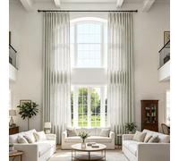 Extra Long Linen Blend Pleated Drapes for High Ceilings & Tall, Light Filtering Privacy ains for Living Room/Bedroom, 27" W x 120" L, Fog - 1 Panel