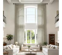 Extra Long Linen Blend Pleated Drapes for High Ceilings & Tall, Light Filtering Privacy ains for Living Room & Bedroom, 27" W x 288" L, Khaki - 1 Panel