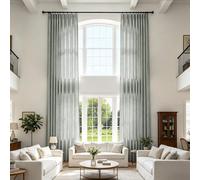 Extra Long Linen Blend Pleated Drapes for High Ceilings & Tall, Light Filtering Privacy ains for Living Room/Bedroom, Floor to Ceiling, 52" W x 240" L, Moss Gray, 1 Panel