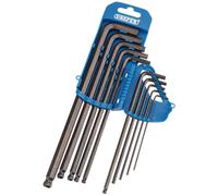 Draper 10pc Allen Key Set 33719 - Hex & Ball End, Metric/Imperial, Extra-Long Chrome Vanadium Steel