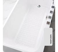 Extra Long Non Slip Bath Mat for Tub, 101 x 40cm Anti Slip Shower Mat, Anti Mould Machine Washable Bathroom Bathtub Mat with Suction Cups & Drain Holes, Soft on Feet (White)