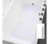 Extra Long Non Slip Bath Mat for Tub, 101 x 40cm Anti Slip Shower Mat, Anti Mould Machine Washable Bathroom Bathtub Mat with Suction Cups & Drain Holes, Soft on Feet (Transparent)