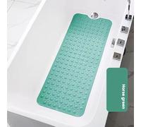 Extra Long Non Slip Bath Mat for Tub, 101 x 40cm Anti Slip Shower Mat, Anti Mould Machine Washable Bathroom Bathtub Mat with Suction Cups & Drain Holes, Soft on Feet (Green)