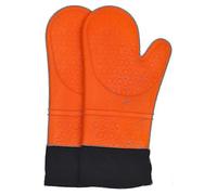 Extra Long Non-Slip Heat Resistant Silicone Oven Mitts (Orange, 1 Pair)
