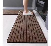 Extra Long Non-Slip Kitchen Runner Rug Soft Touch Washable Entryway Mat 90x90cm Brown Geometric Design Low Pile Ideal for Home Decor and High Traffic Areas