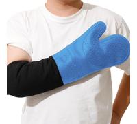 Extra Long Oven Mitts - 2pcs High Temp Oven Mitts, Commercial Oven Mitts, Heavy Duty Oven Mitts - Non-slip Grip Oven Mitts Silicone Heat Resistant Up to 500 Degree, Ideal for Cooking, Baking & Frying