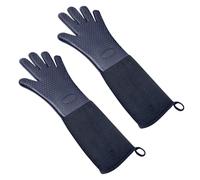 Extra Long Oven Mitts Heat Resistant Cotton Lining Oven Thick Gloves Kitchen Food Service Mittens for Pot Holders Cooking Baking BBQ (19.7 Inch Black -1pair)