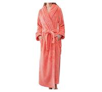 Extra Long Oversized Bathrobe - Women's and Men's Dressing Gown, Long Warm Cotton Sauna Terry Towelling With Hood, House Coat Large Size, Fluffy, Orange, XXXL