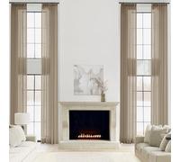 Extra Long Pinch Pleat ains 50" W x 180" L Gray Taupe Sheer Drapes for High Ceilings Light Filtering Linen Drapes Indoor Track System with Tiebac 1 Panel