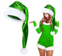 Extra Long Plush Santa Hat - 75cm Christmas Hats Plush Santa Hat | Unisex Soft Velvet with White Trim for Christmas Party Festive Clothing for Adult