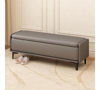 Extra Long Rectangular Storage Bench for Living Room Upholstered Ottoman with Storage for Bedroom Padded Seat & Footrest (Dark Grey 90cm) Versatile Fur Solution