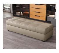 Extra Long Rectangular Storage Ottoman Bench for Entryway Living Room Hallway - Versatile Shoe Changing Stool with Hidden Storage (Khaki 100cm)