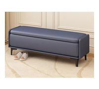 Extra Long Rectangular Storage Ottoman Bench, Soft Close Lid, Faux Leather Upholstered Footstool for Living Room or Entryway, Versatile Storage Solution
