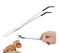 Extra Long Reptile Feeding Tongs with Rubber Tips, Stainless Steel Straight and Curved Tweezers, Duty Reptile Feeding Tongs for Aquarium & Terrarium (A)
