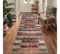 Extra Long Runner Rugs for Hallway 80x400cm Moroccan pattern Multi-coloured Carpet Runners for Hallways Non Slip Long,Kitchen Rugs Washable,Corridors Runner Rug for Living Room,Entrance,Home Decor