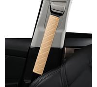 Extra Long Seatbelt Covers for Adults Kids Women & Men, Super Soft Car Seat Belt Strap Cushion for Sedan SUV Trucks, Shoulder Neck Chest Protector Pad, Auto Interior Accessories, 2pcs, Beige, 33cm