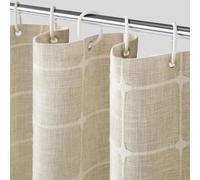 Extra Long Shower Curtain - 84 Inches Long Boho Farmhouse Linen Heavy Duty Fabric Shower Curtain Set with Tassels , Tall Modern Vintage Country Neutral Cloth Shower Curtain for Bathroom, Beige - 72x84