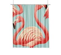 Extra Long Shower Curtain for Bathroom 180x200cm, Abstract Flamingo Curtains with Shower Curtain Hooks, Waterproof Quick-Drying Fabric Bathroom Curtains, Weighted Hem Easy Care for Window Decor I-39